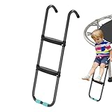 TUJOBA Trampolin-Kletterer, 2 Stufen/3 Stufen breit, robuste Stahlleiter mit rutschfester Stufe, Trampolin-Teile, Trampolinleiter für Kinder