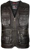 MDM Herren Lederweste, Freizeitweste, Jagdweste, Anglerweste, Chopperweste, Rockerweste, Bikerweste,, Schwarz, XX-Large