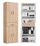 mokebo® Mehrzweckschrank 60cm Breite mit Schubladen 'Der Praktische', großer Büroschrank o. Aktenschrank, auch als Schuhschrank oder Apothekerschrank in 60x180x34 cm (B/H/T) in Sonoma Eiche