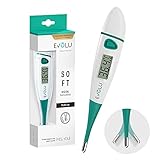 Evolu Wasserdichtes Flexibles Digitales Thermometer Messung in Mund, Rektal oder Achsel mit flexibler Messspitze in 10 Sek - Babys, Kinder, Erwachsene - hohe Präzision - mit Aufbewahrungsbox