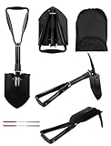 Klappspaten 58cm, Klappbarer Schneeschieber mit Hacke, Klappspaten Camping Hochfester Extra Stabiler Schaufel Aus Kohlenstoffstahl, Klappschaufel für Outdoor, Schneeschaufeln, Garten, Camping (Noir)