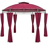 Casaria® Pavillon Toscana Ø350cm Metall Wasserabweisend UV-Schutz 50+ Stabil Gartenzelt Gartenpavillon Bordeauxviolett