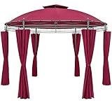 Casaria® Pavillon Toscana Ø350cm Metall Wasserabweisend UV-Schutz 50+ Stabil Gartenzelt Gartenpavillon Bordeauxviolett