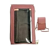 Schultertasche, Touchscreen-Reißverschluss, PU-Leder, modische Schultertasche für Damen, für Reisepass, Schlüssel, Lippenstift, Geld, Mutter, Freundin, Reisen, Einkaufen, dunkelrosa, Refer to