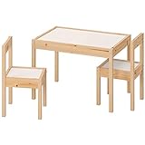 Ikea LATT-Kindertisch mit 2 Stühlen, weiß, Kiefer, beige, Table with 2 Chairs