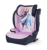 Disney Frozen Autositz mit ISOFIX-Befestigung für die Sicherheit von Mädchen mit einer Körpergröße von 100 bis 150 cm mit Grafiken der Prinzessin Elsa, Anna und dem süßen Olaf auf lila