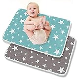 2 Stück Baby Wickelunterlage, Waschbar Säugling Wickelunterlage für Babys und Kleinkinder, Wasserdicht Atmungsaktiv Wiederverwendbare Wickelauflagen Changing Mat für Haustiere Female Elderly,50x70cm