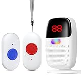 Pakinui Notrufknopf für Senioren, Notruf Armband mit Digitalanzeige, Kabellos Hausnotruf Senioren USB-Aufladung, Tragbares Notfall Knopf Alarm Seniorenmit 38 Klingeltöne (2 Sender 1 Empfänger)