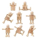 lioewhu 8 Stück Flexible Holz Figur, Puppen Holz Figuren zum Bemalen, DIY Holzfiguren, Unvollendete Holzfiguren 11cm, Kreativ-Set für Design, Zeichnung und Spiel
