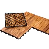 BURI 3qm Holzfliesen Balkonfliesen Holz Fliesen 30x30 cm - Balkonboden wetterfest aus Akazienholz - Terrassenfliesen mit Klicksystem für Terrasse Balkon (33 Stück = 3m²)