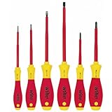 Wiha Schraubendreher Set 6-teilig Elektriker VDE geprüft, isoliert 1.000 V (00833) I Profi Schraubenzieher Set Schlitz/Kreuz I Elektriker Werkzeug