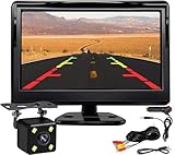 Kairiyard 5 Zoll HD Auto LCD Monitor mit 4LED Nachtsicht Wasserdicht Auto Rückansicht Rückfahrkamera Rückfahrsystem für PKW,SUV,Lieferwagen,Pickups und LKW 12V-24V