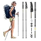 Outtec Wanderstöcke, Nordic Walking Stöcke Damen und Herren, Teleskop, Hiking und Trekkingstöcke, 65-135cm Verstellbar, Faltbar