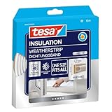tesa INSULATION Dichtungsband Premium - Selbstklebende Silikondichtung zum Isolieren von Spalten an Fenstern und Türen - Transparent - 6 m x 9 mm x 7 mm