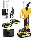 Akku Astschere, 50MM Astschere Akku, Mit Bildschirm, bürstenlosem 1000-W-Motor, 2 2000-mAh-Akkus, 2 SK7-Klingen, 1000 Schnitte pro Ladung, geeignet für Obstgärten und Bauernhöfe