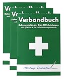 3x Verbandbuch Erste Hilfe - Seiten einteln entnehmbar nach DSGVO/DGUV 204-021 / § 24 Abs. 6 der Unfallverhütungsvorschrift Verbandsbuch/Meldeblock GRÜN