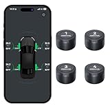 OBEST Bluetooth Reifendruckkontrollsystem mit 4 externen Sensoren, Bluetooth Reifendrucksensor Reifen Sensor APP für Autos und Motorräder