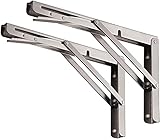 YUMORE Klappkonsole Schwerlast 500mm,Klappregalhalterungen Edelstahl Regalträger Max Load 330 lbs Wandmontierte Schwimmende Tischhalter dreieckige Halterungen für DIY Werkbank Platzsparende, 2er-Pack