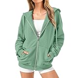 Nquwgumh Kapuzenpullover mit Reißverschluss für Damen, UK-Kapuzenjacken mit Taschen, Damen-Kapuzenpullover mit Reißverschluss, langärmelig, Sweatshirts, Herbst-Outfits 2024, übergroße Hoodies, lässige