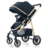 Buggy Leichter Kinderwagen, Zusammenklappbar Kinderwagen für Kinder bis 15 kg, Kompakter Buggy mit 3 Liegefunktion, Einkaufskorb, Schultergurt, für Neugeborene Kleinkinder 0-36 Monate (Schwarz)