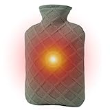 Wärmflasche, 1,2 l, abnehmbare Wärmedecke, mit abnehmbarem und auslaufsicherem Bezug, hält Wärme 4-6 Stunden für Rücken, Hände, Reisen, Kinder, Nacken, Beine, Camping, Schule, Winter