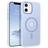 GaoBao Magnetische Schutzhülle für iPhone 12, iPhone 12 Pro, kompatibel mit MagSafe, durchscheinende, matte Handyhülle für Damen und Herren, niedlich, schlank, dünn, stoßfest, Hellblau