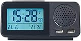 auvisio Funkradiowecker: Funk-Radiowecker mit 2 Weckzeiten, Hygro- & Thermometer, 2X USB, 2 A (Radio Funkwecker, Funk Radiowecker mit Netzteil, Digitaler Funkuhr)