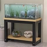 Aquarium-Ständer mit Aufbewahrung, robustes Metall-Aquarium-Regal, 2-stöckiges Reptilien-Tankregal, Aquariumtisch mit Brettern, Pflanzenständer für Wohnzimmer, Schlafzimmer, Büro (Braun + Schwarz, 80