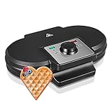 HOUSNAT Waffeleisen Herzform 1300W, Waffeleisen Doppelt für 10 Klassische Herzwaffeln, Antihaftbeschichtet, Einstellbare Temperatur, Slim-Design Waffeleisen Doppelt Herzwaffeln, Schwarz