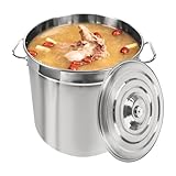 ACROSSPART Edelstahl Suppentopf 50L 40cm Groß Gastronomie Kochtopf mit Edelstahl Deckel Fleischtopf induktionsgeeignet Gemüsetopf mit Zwei Griffen Universaltopf Silber Pot