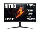 Acer Nitro XZ322QUV3 Gaming Monitor 31,5 Zoll (80 cm Bildschirm) WQHD, VA, 180Hz DP, 144Hz HDMI, 5ms(GTG), 2xDP 1.4, 2xHDMI 2.0, Curved, höhenverstellbar, FreeSync Premium