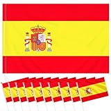 Bigqin 90x145 cm Große Spanien Flagge mit 10 Stück 14×21cm Klein Spanische Flagge Set, Spanische Flagge Hausgarten Party Bar Deko