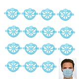 BBHKKL 15 Stück Masken Abstandshalter Unterstützung Innere Stützrahmen, Wiederverwendbare 3D Maske-Bracket Silikon Maskenhalterung Maskenunterstützung Halter Nasenpads (blau)