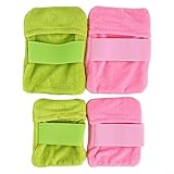 4 x Sandentfernungsbeutel für den Strand, weiches Korallen-Fleece-Material für effektive Sandentfernung von der Haut, geeignet für Erwachsene und Kinder im Urlaub, Camping und Sport (grün + pink)