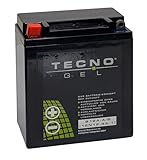 TECNO-GEL Qualitäts Motorrad-Batterie für YB12A-A/B = 12N12A-4A-1 für GUZZI 254 250 Quattro, YAM SR 250, XJ 550, XJ 600, XJ 650, XS 250, XS 400, 12V Gel-Batterie 12Ah,134x80x161 mm