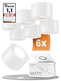 MATO 6x LED Aufbauspot Weiß - Extra Flach & Schwenkbar - Ø80x50mm - Aufputz Spots Decke Inkl. 5W Modul 230V - 3000K Warmweiß - Deckenspots, Aufbaustrahler, Deckenstrahler