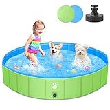 Hundepool für Große & Kleine Hunde, 120cm Faltbarer Hunde Pools Hundebadewanne, PVC Schwimmbecken Planschbecken für Kinder und Hunde, Tragbar Hundebecken Hundebadewanne