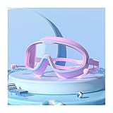 DNCG Die wasserdichte und beschlagfreie HD-Schwimmbrille for Kinder mit großem Rahmen und Ohrstöpseln ist for Kinder ab 3 Jahren/93 Jahren geeignet (Color : Sky Blue)