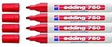 edding Lackmarker 750 Industrie, 2-4 mm (4er Pack, Rot)