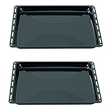 ICQN Backblech Set 455 × 375 × 30 mm, Kompatibel mit Bosch, Siemens, Constructa & Neff, Emaillierte Backbleche für Backofen & Herd