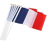 TRIXES 10 französische Handflaggen aus Nylon Frankreich feiern Fahne Fähnchen Bastille Day Feier Sport Fan Unterstützung