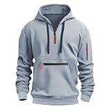 Kapuzenpullover für Herren, bedruckt, Baumwolle, Kordelzug, Taschen, Kapuzen-Sweatshirts – Herbst, langärmelig, lässiger Pullover für Outdoor und Alltag, grau, L