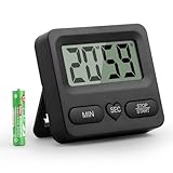 KEWUZY Digitaler Timer und Stoppuhr, Multifunktionstimer Küchentimer, Timer für Kinder, Magnet und Halterung, Speicherfunktion Große Digitalanzeige mit Alarmglocke,Zum Lernen, Kochen, Sport (Schwarz)