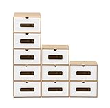 BigDean 10er Boxen-Set mit Sichtfenster & Schublade - Pappkarton aus Kraftpapier - Schuhbox Spielzeug-Box Aufbewahrung für Zubehör & Accessoires