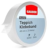 GAUDER Teppichklebeband (25 m) | Klebeband für Bodenbeläge, Treppenstufen und mehr | Teppichband doppelseitig für Renovierungsarbeiten