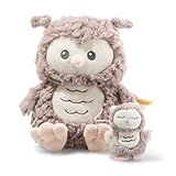 Steiff Kuscheltier Ollie Eule Spieluhr, Süßes Stofftier, Jungen, Mädchen & Babys ab 0 Monaten, Soft Cuddly Friends, Plüschtier 21 cm, Beige, 241840