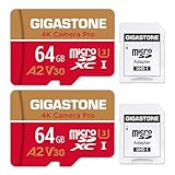 Gigastone 64 GB Speicherkarte, 2 Stück, 4K Pro Kamera, kompatibel mit GoPro Switch, Geschwindigkeit 95 MB/s. A2 U3 V30 Micro SDXC-Karte mit SD-Adapter.