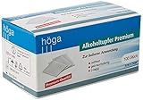 Höga-Pharm Alkoholtupfer Premium, zur äußeren Anwendung, reißfest, gebrauchsfertig, 2 lagig, 1er Pack (1 x 100 Stück)