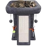 TWDEPART Kratzbaum mit Kratzbaum für Indoor-Katzen, Aktivitätszentrum, Kletterbaum, Katzenmöbel mit verspielten Spielzeugbällen, Grau