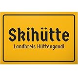 DankeDir! Skihütte Landkreis Hüttengaudi - Schild 30 x 20 cm - Winter Deko für Skifahrer Ski Pisten Fans Partykeller - Geschenkidee für Freunde Familie - Lustiges Türschild Geschenk Geburtstag